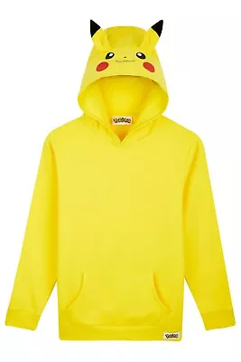 Buy Pokémon Yellow Hoodie Kids, Pikachu Sweatshirt Cotton With 3D Ears Boys Teens • 17.49£