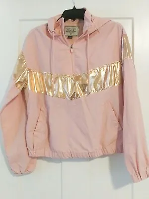 Buy Original Ashley Womens Jacket Windbreaker Hoodie Pink Gold Size M • 7.57£