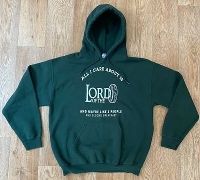 Buy Novelty Lord Of The Rings Hoodie Gildan Size Medium Green Funny Heavy Blend VGC • 19.99£