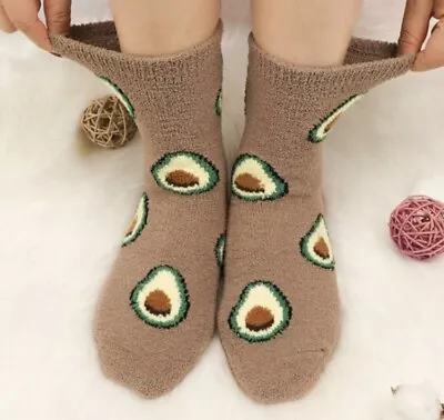 Buy Novelty Avocado Socks Womens Christmas Stocking Slippers Fluffy Avocados Gift • 4.95£