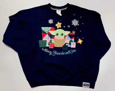 Buy Star Wars Sweatshirt Merry Force Be With You Christmas 1X NWT Groug Baby Yoda • 23.67£