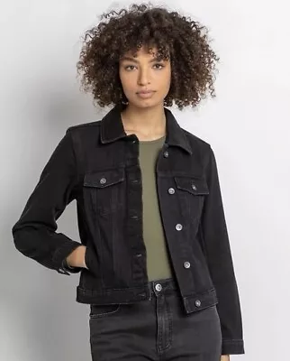 Buy Roman - Black Classic Cotton Denim Jacket Size 20 - NEW • 25£