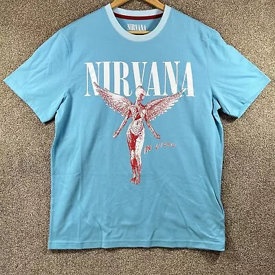 Buy Nirvana T Shirt In Utero Album Art Grunge Kurt Cobain Angelic Band Blue Medium • 11.99£