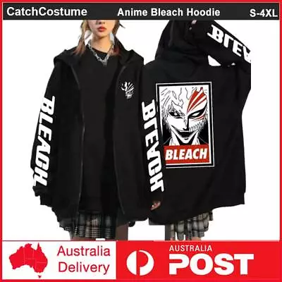 Buy Anime Bleach Hoodie Ichigo Kurosaki Cosplay Costume Hooded Zipper Jacket Coat • 21.80£