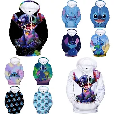 Buy Unisex 3D Lilo & Stitch Hoodies Sweatshirt Hooded Top Pullover Jumper Coat Gifts • 15.59£