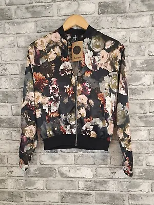 Buy Primark Jacket Size 10 Black Floral Satin Feel Casual • 10.99£