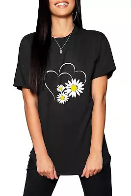 Buy Women Graphic Love Heart Print Boyfriend Short Sleeve Slim Fit Pullover T Shirts • 3.49£