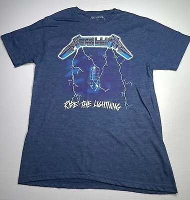 Buy Metallica Ride The Lightning T Shirt Mens Size S Blue Band Tee Graphic Rock Fit • 16.11£
