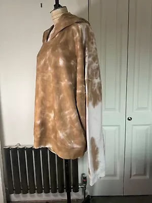 Buy TOP SHOP Patched Tie Dye Hoodie Brown/White XL Size 18 • 23.99£