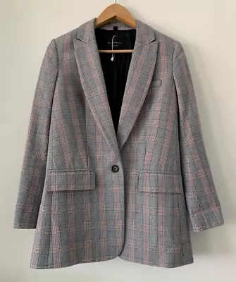 Buy Equipment Ladies Depuis 1978 Grey Check Wool Blend Single Button Jacket Size 2 • 150£