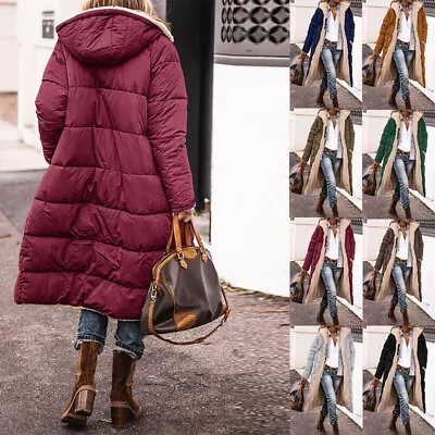 Buy Hooded Cotton-padded Jacket Long-sleeved Double-sided Cardigan Coat Warm Winter • 13.19£