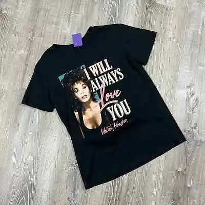 Buy Women's Whitney Houston Graphic Short Sleeve Black T-Shirt - Size XS - NWT • 23.75£