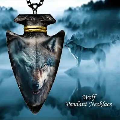 Buy Fashion Jewelry Howling Wolf Moon Arrow Head Pendant Necklace + Free Gift Bag  • 6.85£