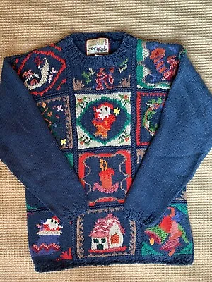 Buy Crystal Kobe Women Vintage Knit Christmas Sweater Cotton Blend Size L Excellent • 15.32£