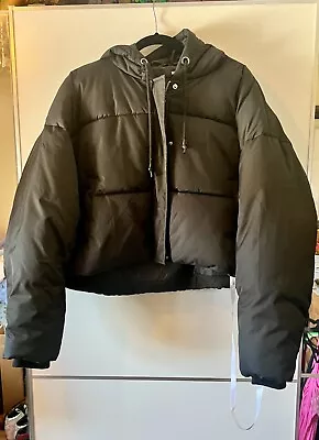 Buy Misguided Crop, Puffer / Bubble Jacket With Hood - Size 18 NWT • 19.99£