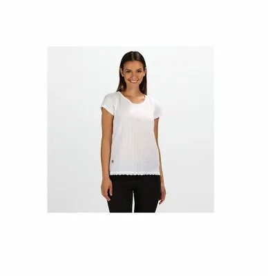 Buy New REGATTA Womens JAKAYLA Cool Weave SHORT SLEEVE T-Shirt TOP White Dobby UK 12 • 12.99£