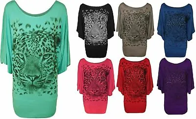Buy Tiger Glitter Print Ladies Batwing Sleeve T-Shirt Top Women's&Ladies Plus Size • 11.49£