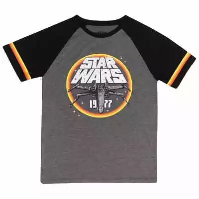 Buy Star Wars - 1977 Circle Unisex Charcoal Raglan T-Shirt Large - Large - K777z • 18.47£