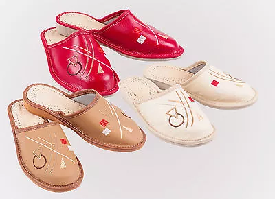 Buy Womens 100% Eco Leather Slip On Sandals Slippers Ladies Mule Beach Brown Red • 8.99£