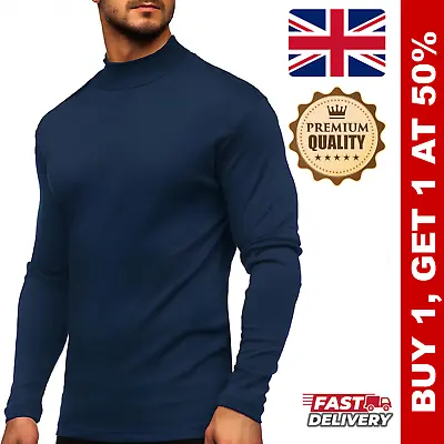 Buy Brand New Mens Turtleneck T Shirt Long Sleeve Undershirt Fit Solid Tops Blue • 7.97£