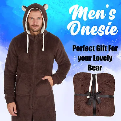 Buy Mens Unisex Loungewear 1Onesie Jumpsuit Pyjamas Fleece Hoodie Bear Size S M L XL • 29.99£