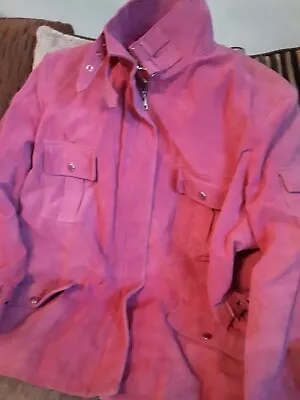 Buy Agenda Pink Suede Leather Jacket - Large • 15.99£