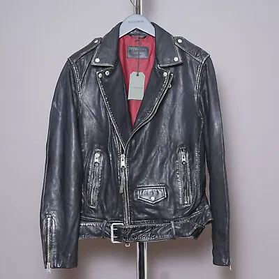 Buy ALL SAINTS HAWLEY Leather Jacket MEDIUM Mens Black Biker M Moto Celebrity *BNWT* • 299.99£