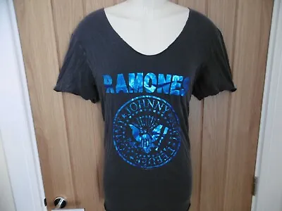Buy *new* Amplified The Ramones Blue Foil Round Logo Dark Grey Mens T Shirt L Punk  • 19.79£