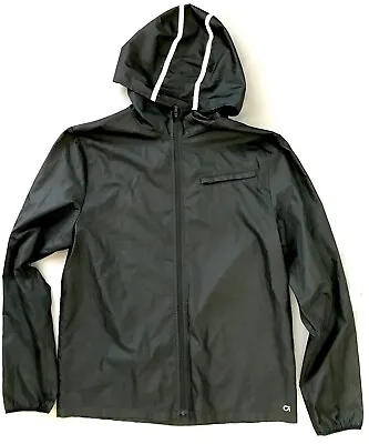 Buy GAP Reflective Anorak Size M GapFit Windbreaker Black Hooded Zipped Jacket Coat • 6.95£