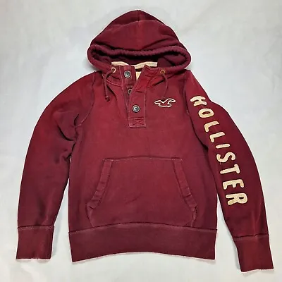 Buy Hollister Womens Hoodie Small Burgundy Casual Sport Gym Running FREE UK DELIVERY • 9.99£