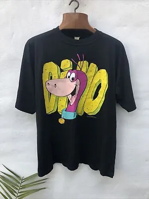 Buy Vintage Flintstones Dino T Shirt 1993 Adult XL Hanna Barbera 90s Black Original  • 63£