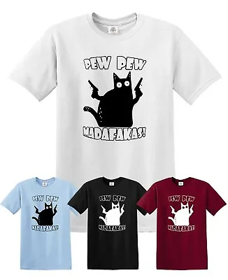 Buy PEW PEW MADAFAKAS T-Shirt/Funny/Cat/ Retro/Kitten/Xmas/Gift/Mens/Top/Tee/tshirt • 9.95£