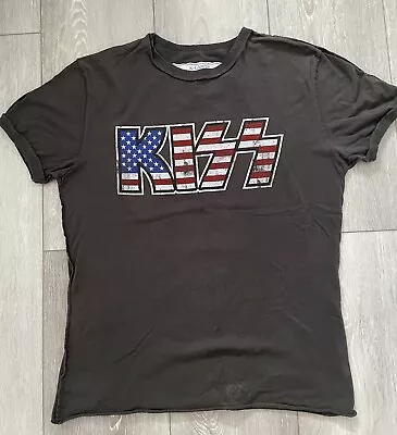 Buy KISS Charcoal Graphic Print Amplified Short Sleeve Band T Shirt Top -  Size XL • 10£