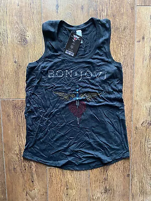 Buy Bon Jovi TShirt Vest Top Band Logo Womens Medium BNWT • 15£