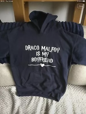 Buy Girls Harry Potter Draco Malloy Is My Boyfriend Navy Hoodie Size 7-8 • 3£
