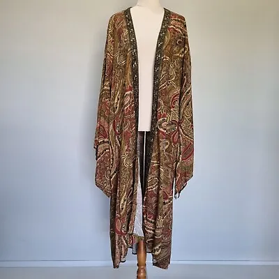 Buy The Poetic Gypsy Multicolour Sequinned Paisly Flare Sleeve Kimono Plus Size 22 • 55.57£