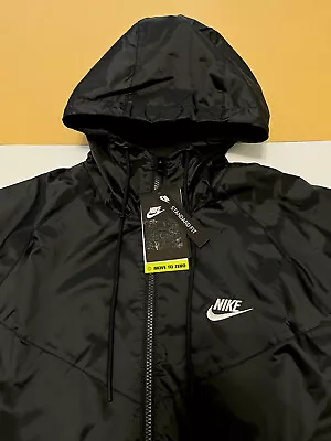 Buy Nike Windrunner Jacket DA0001 010 Woven Hoodie BLACK Sportswear NSW Size M • 69.99£