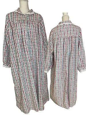 Buy Lanz Of Salzburg XL Night Gown Pajamas Red Cottagecore Cotton Peter Pan Collar • 36.26£