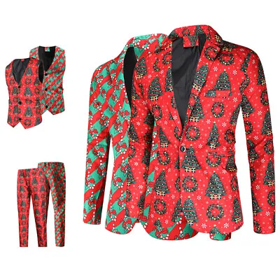 Buy Men Christmas Suit Adult Bachelor Party Suit Funny Xmas Jacket Vest Pants Suit • 23.99£