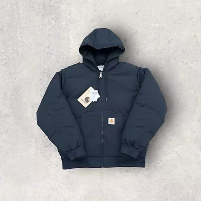 Buy Carhartt WIP Embroidered Navy Active Cold Puffer Jacket Medium • 119.99£