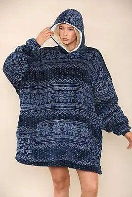 Buy Hoodie Ladies Men's Teens Unisex Oversized  Blanket Warm Fleece Hooded Sherpa • 12.99£