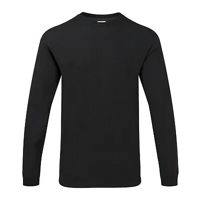 Buy Mens Long Sleeve Heavy T-Shirt Crew Neck Cotton Jersey Plain Top Gildan Hammer • 11.35£