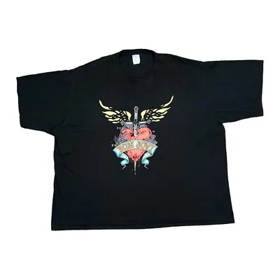 Buy BON JOVI Geart Sword Wings Tattoo Style Graphic Glam Hard Rock Band T-Shirt 5XL • 16£
