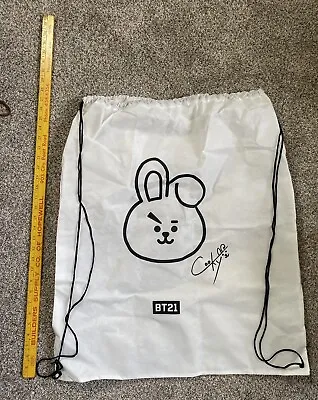 Buy BT21 Cooky Drawstring Bag Plush Cover Large White Rare Limited Sack Kpop Merch • 61.42£