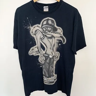 Buy Wile E Coyote T-Shirt Looney Tunes Men’s Large Black Hip Hop Short Sleeve Cotton • 12.38£