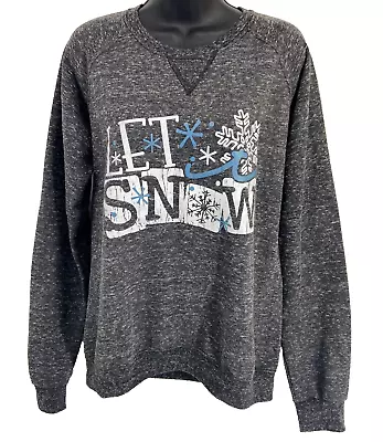 Buy Let It Snow  39  Chest Size Large Women's Gray Pullover Long Sleeve Sweater • 12.54£