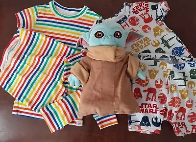 Buy Star Wars Pyjamas By Gap X2 & Small Plush Yoda Age 2-3 Years • 6.95£