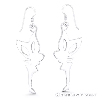 Buy Tinkerbell Winged Pixie Fairy Charm .925 Sterling Silver Dangling Hook Earrings • 27.05£