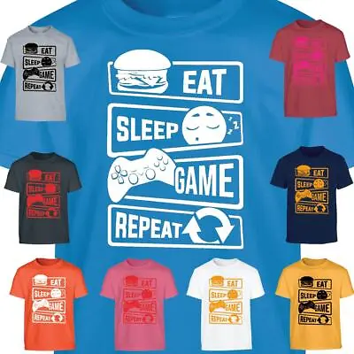 Buy Eat Sleep Game Repeat Kids T-Shirt Gamers X-box Playstation Gaming Tee Top Gift • 7.99£