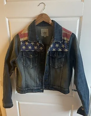 Buy Brave Soul American Flag Denim Jacket Size 12 • 20£